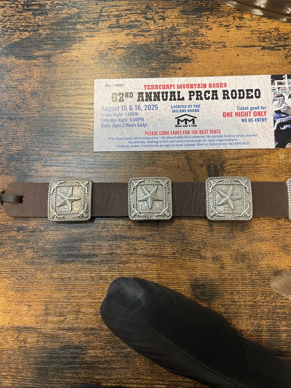 Men's Brown Leather Concho Hat Bands with Silver Star Accents